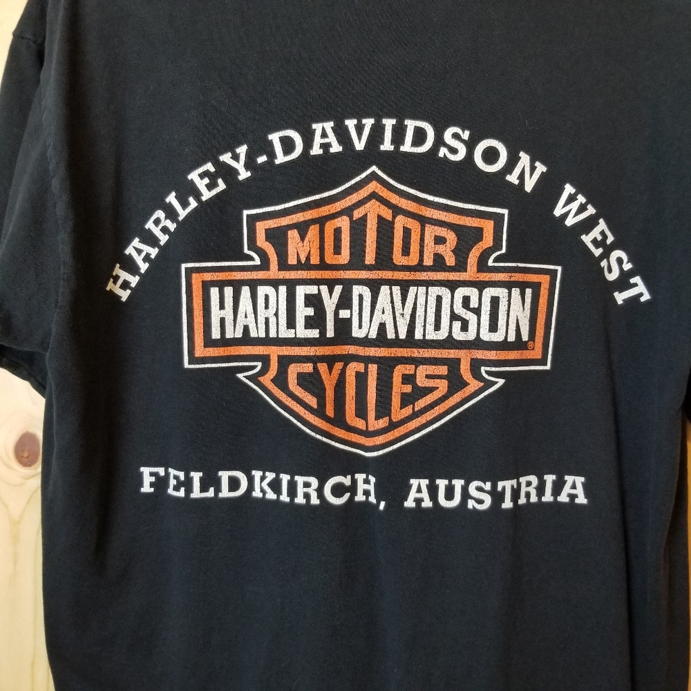 Vintage Single Stitch Harley-Davidson Feldkirch Austria Black Logo SS T-Shirt - Picture 7 of 11